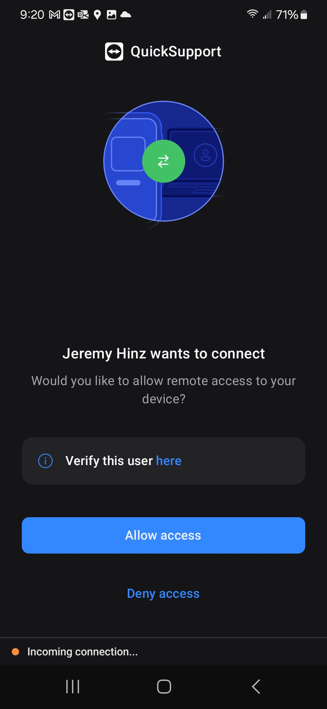 Granting access to phone