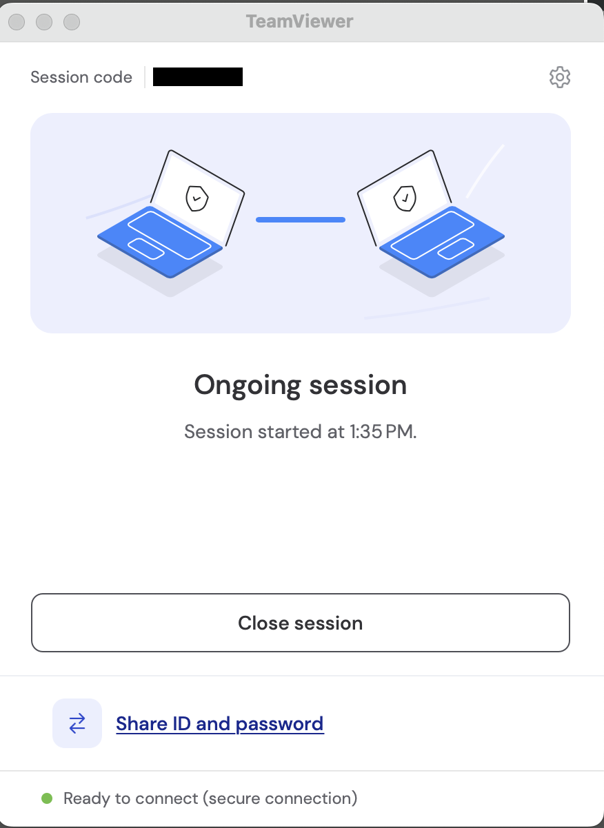 Session Started Screen