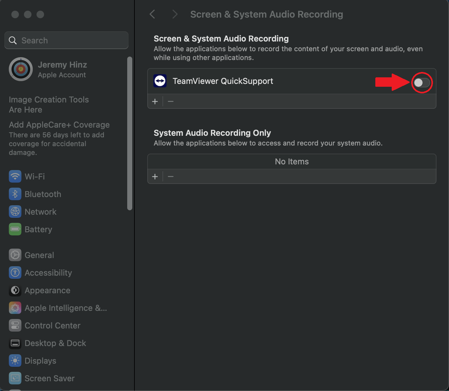 Enabling Screen Sharing