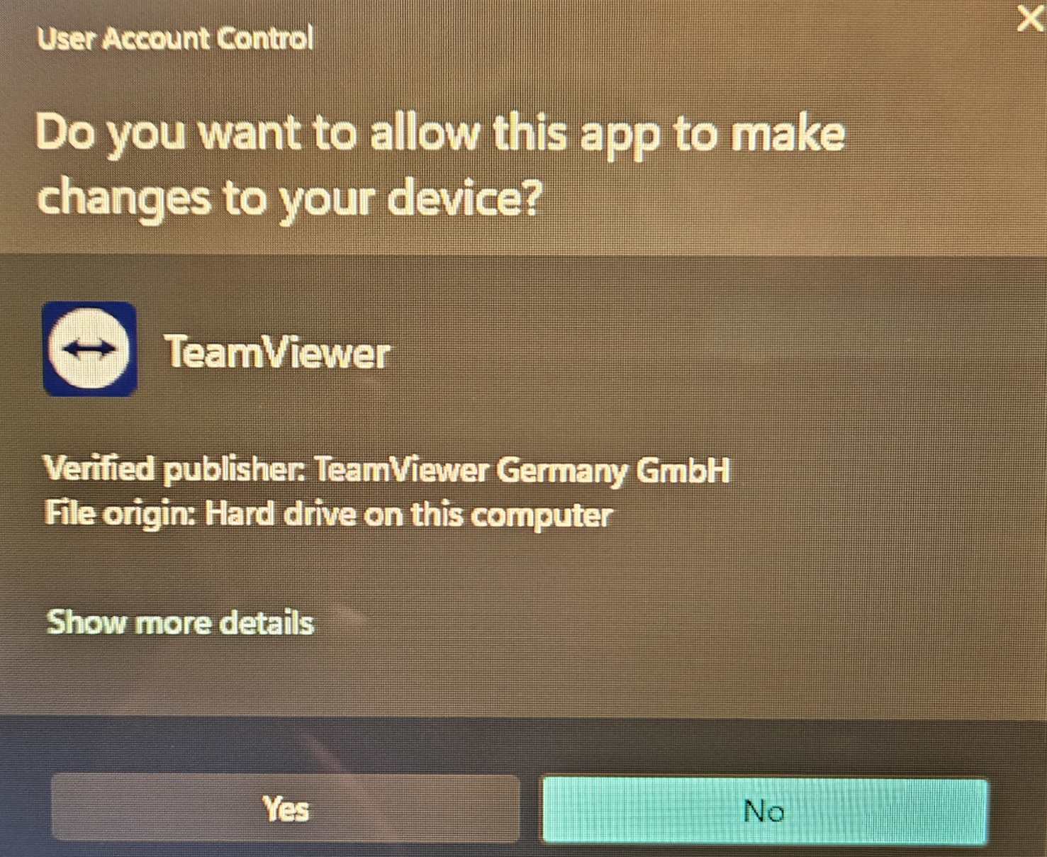 Installation Prompt Screen